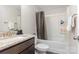 Full bathroom featuring shower-tub combo and granite countertop with under-mount sink at 1027 Williamston Dr, Marshville, NC 28103