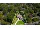 An aerial shot of a wooded home with a circular driveway in a lush, green neighborhood at 1029 Seminole Dr, Waxhaw, NC 28173