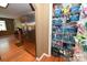 Organized walk-in pantry with shelving and ample storage space with blue plastic storage tubs at 1353 33Rd Avenue Ne Dr, Hickory, NC 28601