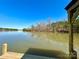 Peaceful lake view from the dock, perfect for relaxing and enjoying nature, with trees and a blue sky backdrop at 15170 Cove Point Ln, Norwood, NC 28128