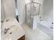 Bathroom with double sinks, walk-in shower and separate soaking tub at 15188 Eric Kyle Dr, Huntersville, NC 28078