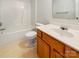 Well-maintained bathroom with tiled floors and a combination tub and shower at 15188 Eric Kyle Dr, Huntersville, NC 28078