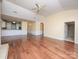 Spacious living room features hardwood flooring, providing a seamless flow to other living spaces at 1520 Royalty Cir, Statesville, NC 28625