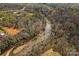 Scenic aerial view of the river winding through the property's natural landscape, creating a tranquil backdrop at 1595 Cheatham Ford Rd, Hiddenite, NC 28636
