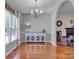 Elegant dining room with stylish chandelier, hardwood floors, and great light at 1650 Berkshire Dr, Hickory, NC 28602