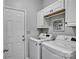 Well-equipped laundry room with washer, dryer, and ample cabinet space at 1650 Berkshire Dr, Hickory, NC 28602