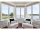 Inviting sitting area features a bay window offering stunning waterfront views and comfortable seating at 325 Ivy Arbor Cir, Rock Hill, SC 29732