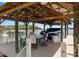 Covered boat dock with seating area and boat slip at 3988 Channel Point Ln, Denver, NC 28037