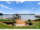 Picturesque backyard with a waterfront view, a private dock, and a cozy seating area at 4628 Sierra View Dr, Denver, NC 28037