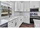 Bright kitchen featuring white cabinets, marble countertops, and stainless steel appliances for a modern aesthetic at 676 Chapel Hill Dr, Troy, NC 27371