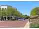 Picturesque street scene with tree-lined sidewalks, charming buildings, and flower-filled planters at 7957 Reunion Row Dr, Charlotte, NC 28277