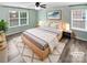Relaxing bedroom featuring a comfortable bed, soft lighting and two windows that provide natural light at 1082 Wallace Lake Rd, Fort Mill, SC 29707