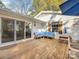 Inviting back deck with outdoor seating and sliding glass doors providing easy access to the interior of the home at 1210 Sewickley Dr, Charlotte, NC 28209