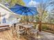 Charming back deck with an umbrella-covered table and chairs, great for outdoor dining and relaxation at 1210 Sewickley Dr, Charlotte, NC 28209