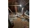 Unfinished attic features insulation and ventilation pipes at 127 Victoria Park Dr, Shelby, NC 28150