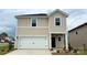 Charming two-story home showcasing a white garage door, neutral siding, and beautifully landscaped front yard at 141 Shepherds Landing Dr, Mooresville, NC 28115