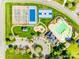 Aerial view of community amenities, including tennis and basketball courts, playground, swimming pool, and clubhouse at 1813 Robbins Meadows Dr, Waxhaw, NC 28173