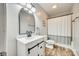Renovated bathroom featuring modern vanity, fixtures, and stylish shower-tub combo at 1813 Robbins Meadows Dr, Waxhaw, NC 28173