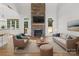 Cozy living room with a stone fireplace and comfortable furniture for relaxation at 255 Honeysuckle Creek Loop, Mooresville, NC 28117