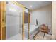 Bathroom featuring tub shower combo with glass doors and a vanity at 307 Stillwater Rd, Troutman, NC 28166