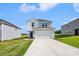 Charming two-story home with a modern facade, large garage, and well-maintained lawn at 5016 Poplin Vly, Cherryville, NC 28021