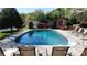 Inviting backyard pool area with lounge chairs, outdoor bar, and well-maintained patio at 7424 Windy Pine Cir, Denver, NC 28037
