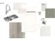 Display of kitchen and bathroom materials, including white cabinets and stainless steel sink at 1046 Mapletree Ln, Indian Trail, NC 28079