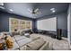 Spacious home theater with large sectional, projector screen, and surround sound system perfect for movie nights at 10904 Kilkenny Dr, Matthews, NC 28105