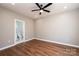 Bedroom featuring ceiling fan, recessed lighting, and hardwood flooring at 1314 39Th Street Sw Cir, Hickory, NC 28602