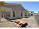 Spacious backyard with patio, stone fire pit, and landscaped retaining wall at 1378 Cedardale Ln, Denver, NC 28037