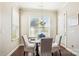 Cozy breakfast nook featuring a glass table, comfortable seating, and natural light from the window at 15402 Country Lake Dr, Pineville, NC 28134