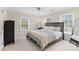 Cozy bedroom with neutral tones, carpet, and natural light from large windows with wooden blinds at 1736 Cavendale Dr, Rock Hill, SC 29732