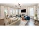 Cozy living room featuring a fireplace, comfortable seating and a view to the outdoor patio at 2332 Paddlers Cove Dr, Lake Wylie, SC 29710