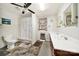 Bathroom with a shower, toilet, vanity and tile flooring at 3017 Lynwood Dr, Lancaster, SC 29720