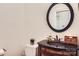 Cozy half bathroom featuring a dark granite countertop and decorative sink at 310 Frontier Cir, Indian Trail, NC 28079