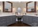 Main bathroom features two gray vanities with white marble countertops at 4808 Truscott Rd, Charlotte, NC 28226