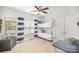 Cozy ' room with built-in bunk beds, blue and white curtains, and a ceiling fan at 5172 Norway Rd, Rock Hill, SC 29732