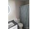 Bathroom with a decorative mirror, and modern fixtures at 9156 Black Heath Cir, Charlotte, NC 28214