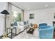 Cozy living room with a comfortable sofa, modern furniture, and a large window offering scenic views at 2038 Sandhurst Dr, Charlotte, NC 28205