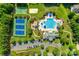 Aerial view of community amenities: pools, tennis courts, basketball courts, volleyball and a clubhouse at 2052 Donaldson St, Indian Land, SC 29707