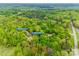Aerial view of the property surrounded by lush green trees in a serene, secluded setting at 2470 Highway 557 Rd, Clover, SC 29710