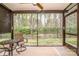 Relaxing screened patio with ceiling fan and outdoor furniture overlooking a lush backyard at 2676 Poplar Cove Nw Dr, Concord, NC 28027