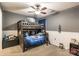 A bedroom with a bunk bed, ceiling fan, and carpeted flooring, ideal for or guests at 4058 Canvas Ave, Rock Hill, SC 29732