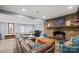 Spacious living room with stone fireplace, pool table, tile floors and walkout access at 469 Augusta Dr, Statesville, NC 28625