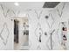 Large walk-in shower with designer tile and a glass enclosure at 6147 Lake Providence Ln, Charlotte, NC 28277