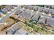 Birds eye view showing the neighborhood, fenced-in yards, and mature trees at 7850 Fountaingrass Ln, Sherrills Ford, NC 28673