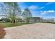 Community sand volleyball court, playground, and picnic pavilion surrounded by mature landscaping under a sunny sky at 7850 Fountaingrass Ln, Sherrills Ford, NC 28673