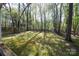 Large, wooded backyard with a partially fenced perimeter at 11100 Pine Grove Ave, Mint Hill, NC 28227