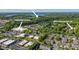 Overhead view of neighborhood, Jetton Park, and nearby shopping center at 19113 Southport Dr, Cornelius, NC 28031