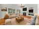 A cozy living room with a fireplace, a comfy couch, and bright natural light at 206 Coburn Ct, Fort Mill, SC 29715